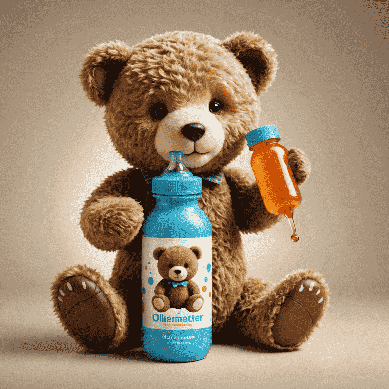 OlienMaster logo featuring a playful teddy bear and feeding bottle